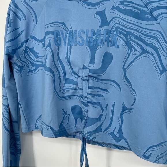 Gymshark Blue Cinch Cropped Hoodie Long Sleeve - Picture 2 of 5